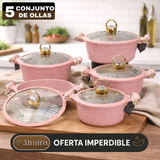 Juego de 5 Ollas de Cerámica Antiadherente con Triple Revestimiento (¡Cociná más rápido y con mucho menos desorden!)