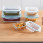 Conjunto de Recipientes Organizadores de Vidrio Templado con Tapa Antiderrame +REGALO: Porta Condimentos