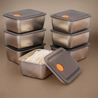 Kit de 16 Recipientes de Acero Inoxidable Línea Premium con Tapa Antifugas Resistente al Congelador y a Altas Temperaturas