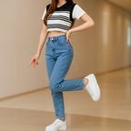 Llevá 3 Pagá 2] Jean Femenino Antolena Skinny de Tiro Alto y Caída a Medida (¡Corte moderno y delicado!)