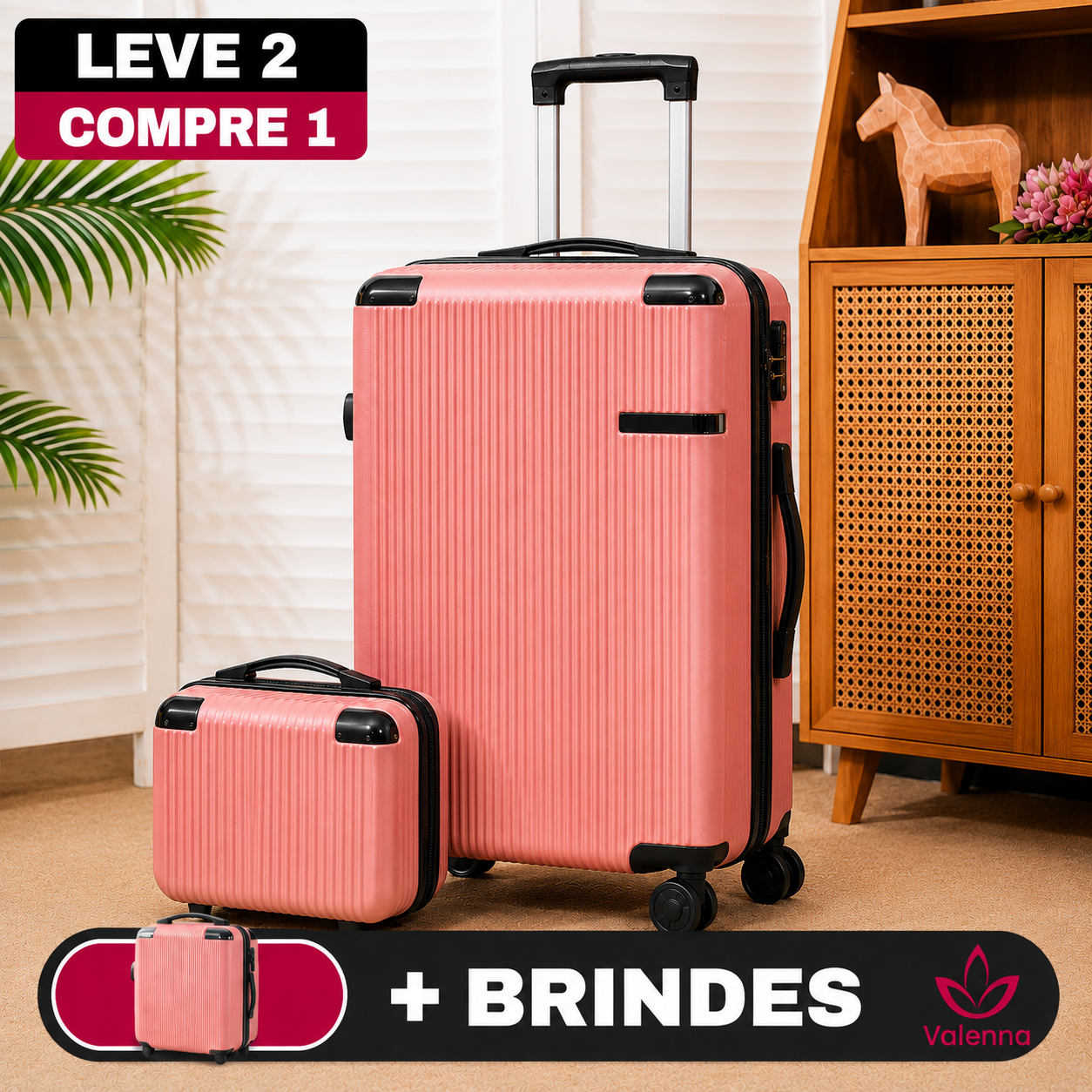 Kit de Viagem Valenna - Mala Premium de Policarbonato + Mini Mala de Brinde