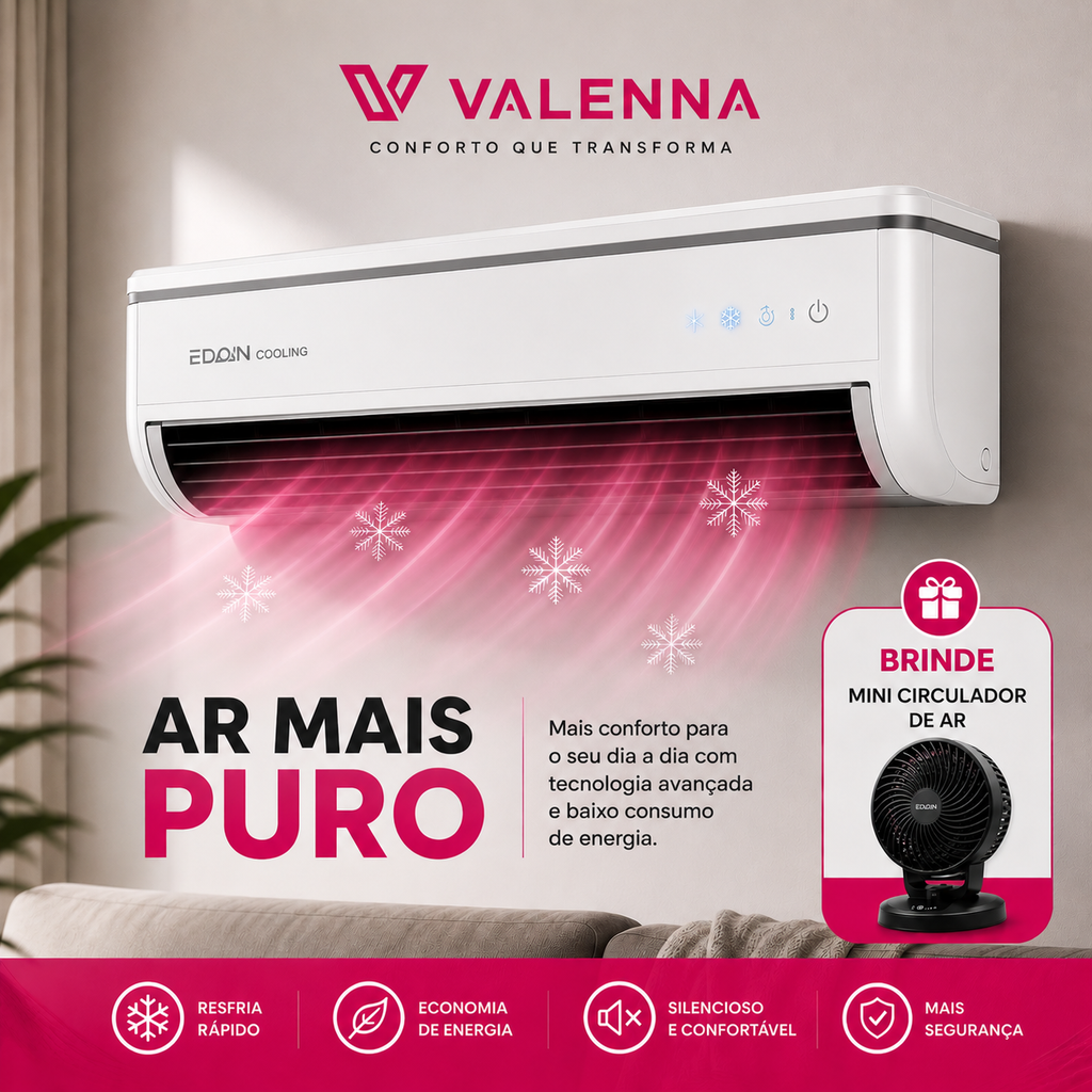Mini Ar-Condicionado Bluetooth Quente e Frio 2000W + Brinde Exclusivo