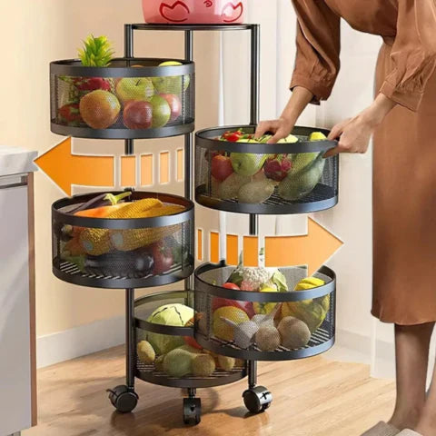 [Comprá 1 Llevá 2] Frutera Articulada de Acero Inoxidable Giratoria de 3/4/5 Niveles +REGALO: Kit de Utensilios de Cocina