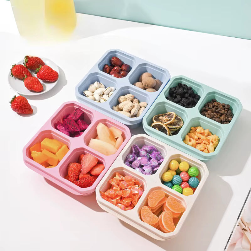 [Llevá 10 Pagá 5] Recipientes Resistentes para Snack de 4 Compartimentos con Tapa Antifugas