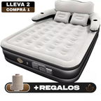 [Llevá 2 Pagá 1] Colchón Portátil de Dos Plazas con Apoyo para la Cabeza, Triple Revestimiento y Antidesgarro +REGALO: Bomba de Aire Eléctrica
