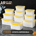 Kit con 10 Recipientes Herméticos con Escurridor Inteligente (Moderno e innovador para tu cocina)